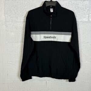 Reebok Men's Retro Colorblocked Quarter-Zip Popover - Black/gray/white Medium